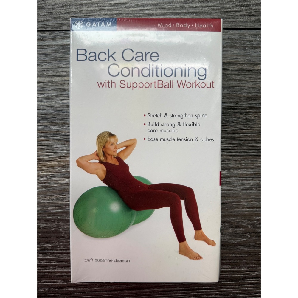 Gaiam Back Care Conditioning SupportBall Workout VHS Suzanne Deason New Sealed